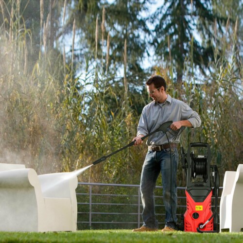 Costway 2030PSI Electric Pressure Washer Cleaner 1.7 GPM 1800W with Hose Reel Red Perspective: left