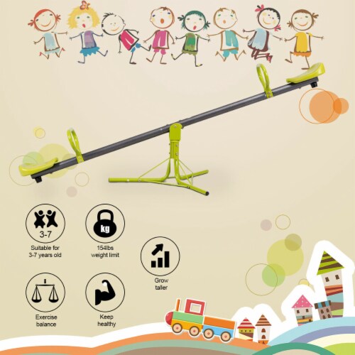 Gymax Kids Seesaw Teeter Totter Outdoor Play Set 360 Degree Rotation Toy Children Perspective: left