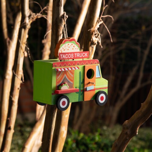 Glitzhome Wooden Mexico Taco Truck Decorative Birdhouse Perspective: left