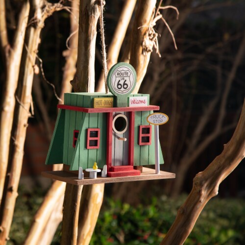 Glitzhome Wooden Truck-Stop Decorative Birdhouse Perspective: left