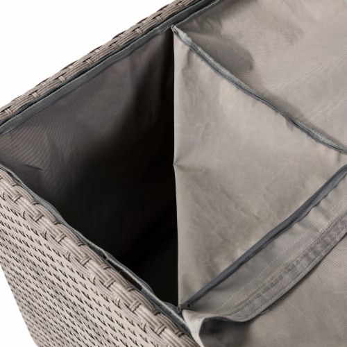 Glitzhome Outdoor Patio Garden Wicker Storage Deck Box - Gray / Cream Perspective: left