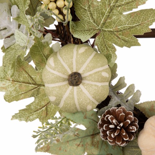 Glitzhome Wooden Fall Pumpkin Window Frame Wreath Perspective: left