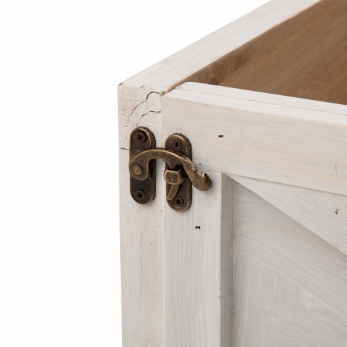 Glitzhome Wooden Tree Collar Christmas Holiday Decor - Washed White Perspective: left