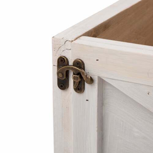 Glitzhome 26 Inch Length Washed White Wooden Tree Collar Perspective: left