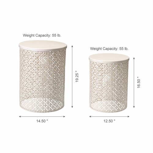 Glitzhome Metal Garden Stool Plant Stand - Cream White Perspective: left