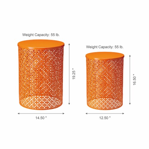 Glitzhome Metal Multi-Functional Garden Stool Plant Stands - Orange Perspective: left