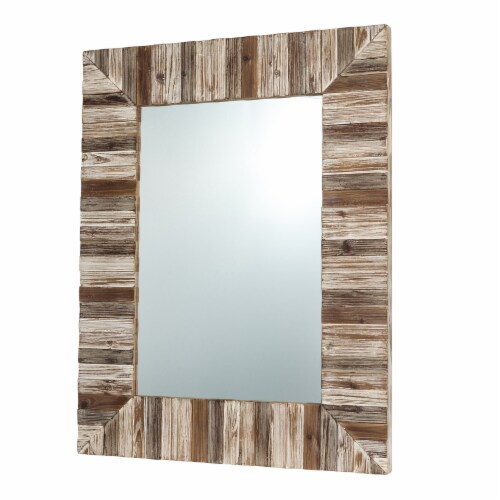 Glitzhome Farmhouse Rectangle Wooden Frame Wall Mirror Perspective: left