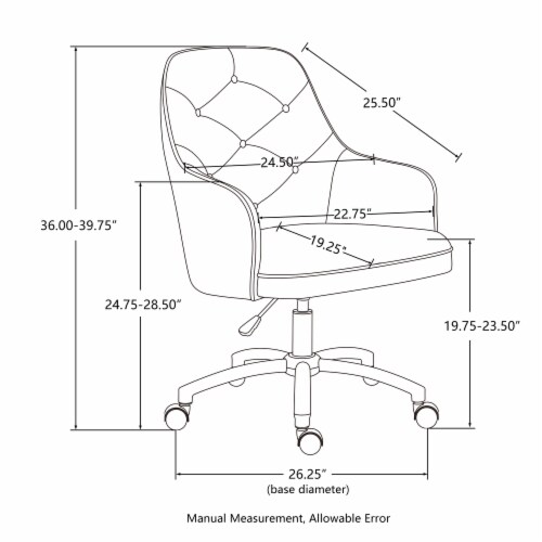 Glitzhome Velvet Gaslift Adjustable Swivel Desk Chair - Cream Perspective: left