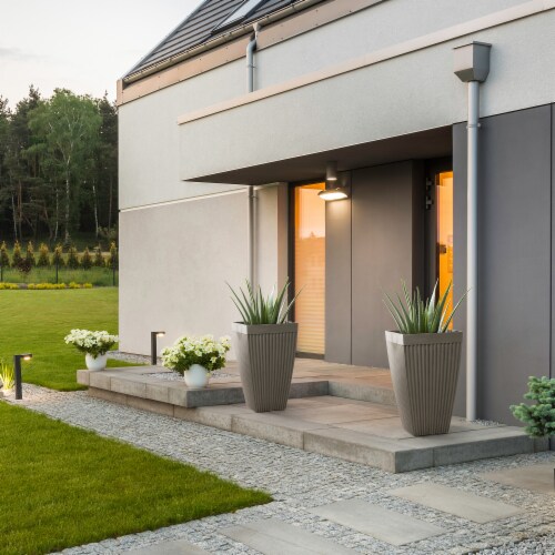 Glitzhome Faux Concrete Square Pot Planter Perspective: left