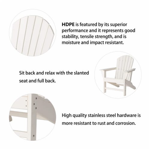 Glitzhome All-Weather Adirondack Chair - White Perspective: left