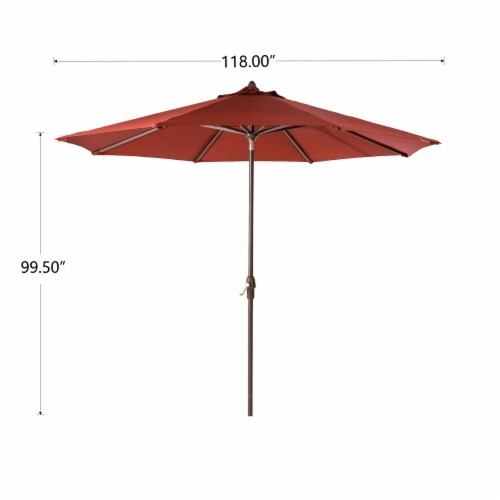Glitzhome Aluminium Self Tilt Market Patio Umbrella - Wine Red Perspective: left