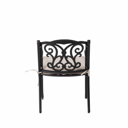 Glitzhome Cast Aluminium Dining Chairs with Beige Cushions Set Perspective: left