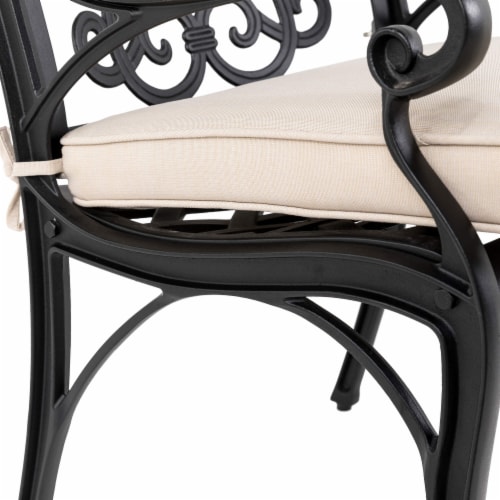 Glitzhome 5-Piece Cast Aluminium Dining Set with Beige Cushions, Olefin Fabric Perspective: left