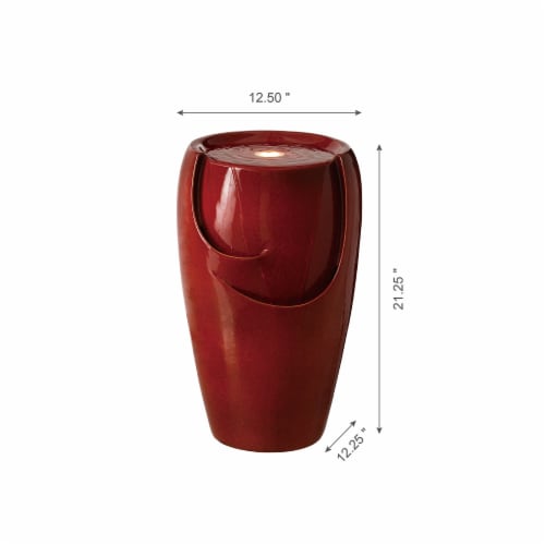 Glitzhome Ceramic Outdoor Fountain - Red Perspective: left