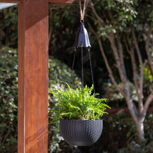 Glitzhome Plastic Hanging Planter - Black Perspective: left