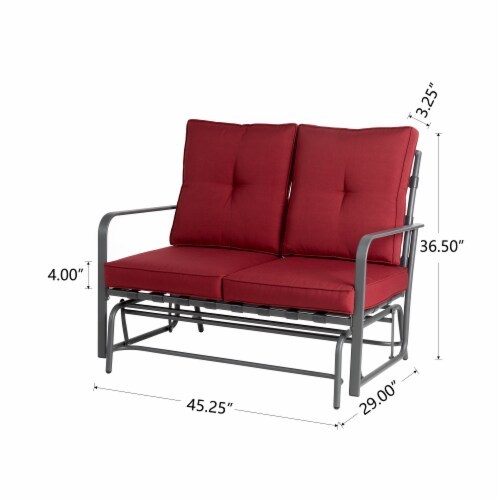 Glitzhome Outdoor Garden Patio Loveseat - Red Perspective: left