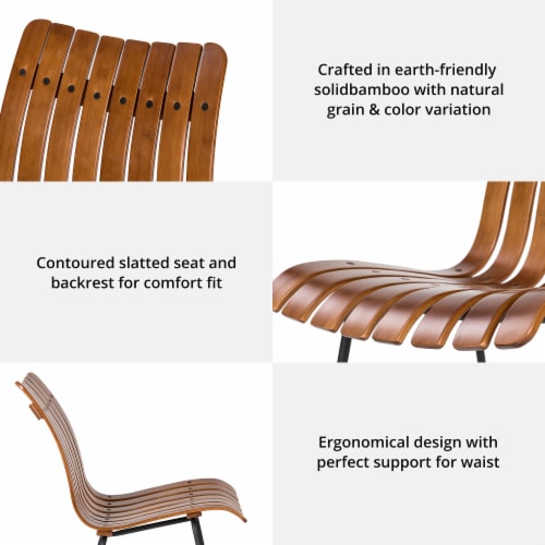 Glitzhome Contoured Natural Bamboo Rocking Chair Perspective: left