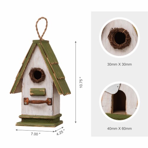Glitzhome Hanging Wooden Green Roof Decorative Garden Birdhouse Perspective: left