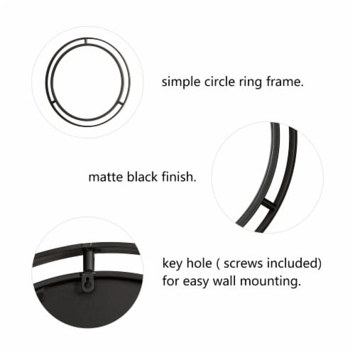 Glitzhome Deluxe Metal Round Wall Mirror - Black Perspective: left