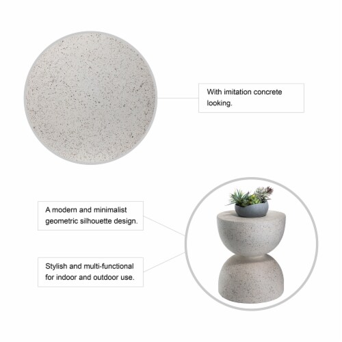 Glitzhome Multi-Functional Fauz Terrazoo Garden Stool and Plant Stand Perspective: left
