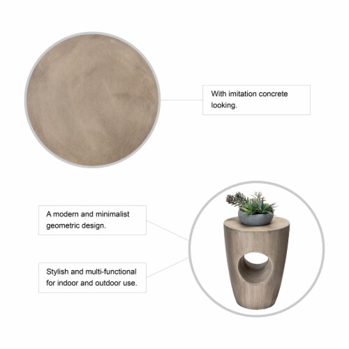 Glitzhome Multi-Functional Faux Concrete Garden Stool and Plant Stand Perspective: left
