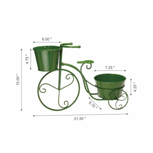 Glitzhome Metal Bicycle Pot Standd - Green Perspective: left