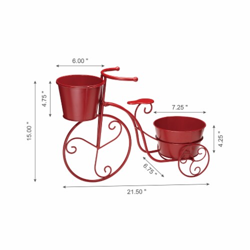 Glitzhome Metal Bicycle with Pots Plant Stand - Red Perspective: left