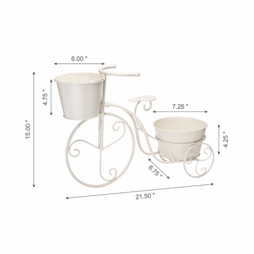 Glitzhome Metal Bicycle Plant Stand - White Perspective: left