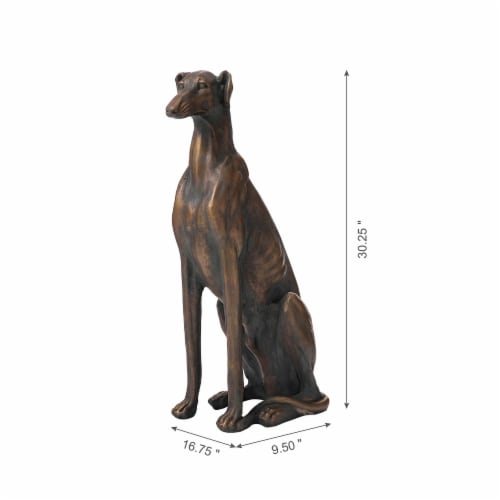 Glitzhome 30.25 Inch H MGO Sitting Greyhound Dog Statue-Left Perspective: left