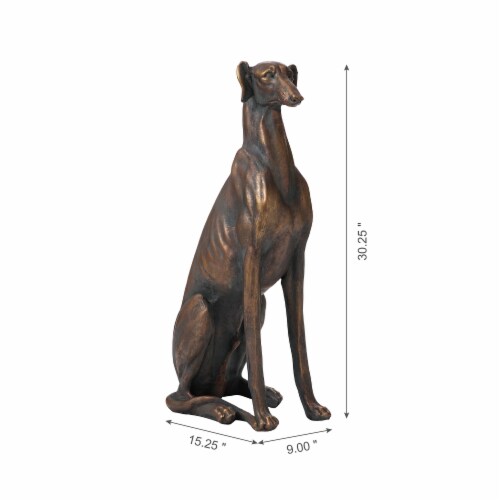 Glitzhome 30.25 Inch H MGO Sitting Greyhound Dog Statue-Right Perspective: left