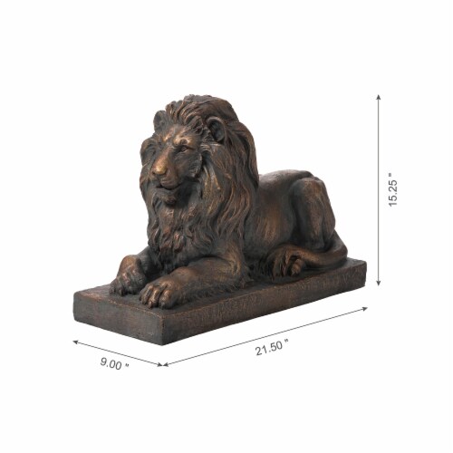 Glitzhome Lying Guardian Lion Garden Statue Perspective: left