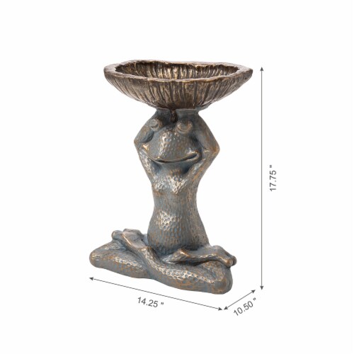 Glitzhome Yoga Frog with Birdbath Garden Statue Perspective: left