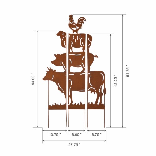 Glitzhome Farmhouse Silhouette Rustic Metal Yard Stake Perspective: left