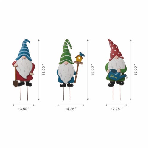 Glitzhome Metal Gnome Yard Decor - 3 Pack Perspective: left