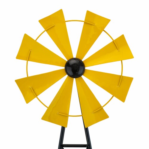 Glitzhome Metal Wind Spinner Yard Steak Spring Decor - Yellow Perspective: left