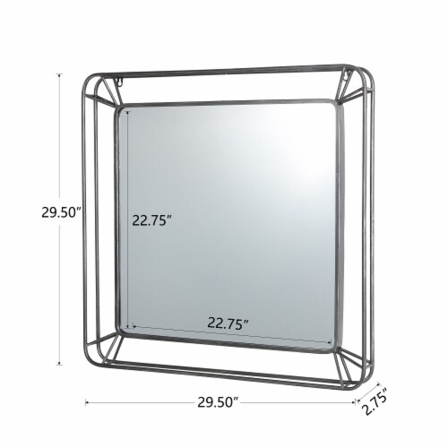 Glitzhome 29.5 x 29.5 Inch Square Metal Wall Mirror, Silver Perspective: left