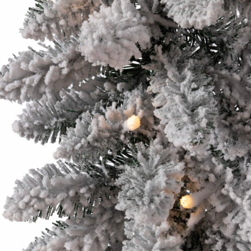 Glitzhome Two Pack 9 Feet Pre-Lit Snow Flocked Christmas Garland, with Warm White Lights Perspective: left