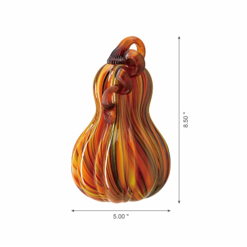 Glitzhome 8.5 Inch Tall Multi Striped Glass Gourd Perspective: left