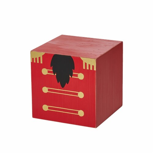 Glitzhome Block Nutcracker Wooden Porch Decor - Red / Black Perspective: left