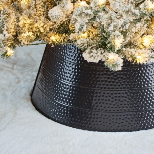 Glitzhome 26 Inch Diameter Black Hammer-harden Metal Tree Collar Perspective: left