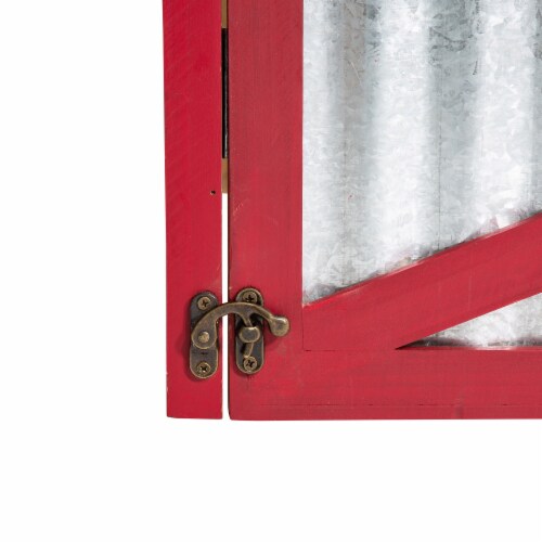 Glitzhome Galvanized Corrugated Metal & Wooden Tree Collar, 26 Length X 26 Inch Width Perspective: left