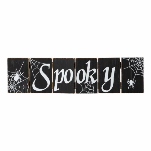 Glitzhome 19.25 Inch Length Halloween Wooden Hinged Table Sign Perspective: left