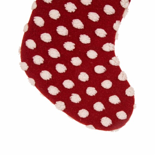 Glitzhome Two Pack 21 Inch Length Fabric Christmas Stocking - Pompom Perspective: left