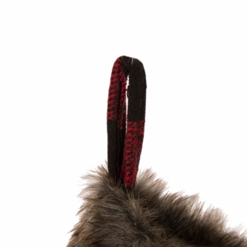 Glitzhome Two Pack 21 Inch Length Fur Black/Red Buffalo Plaid Stocking Perspective: left