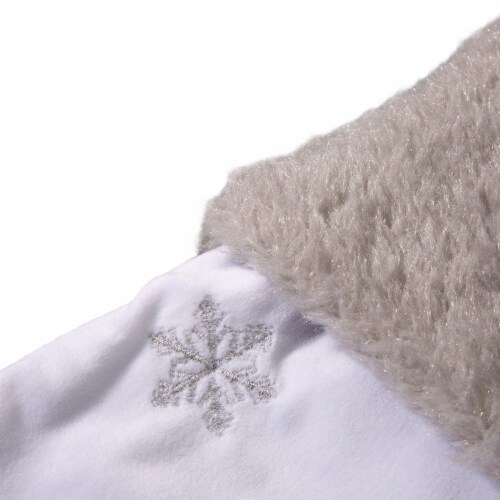 Glitzhome Two Pack 21 Inch Length White Fleece with Christmas Tree and Snowflake Stocking Perspective: left