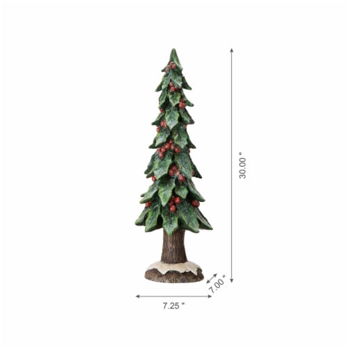 Glitzhome 20 Inch Tall Resin Christmas Red Berry Table Tree Decor Perspective: left