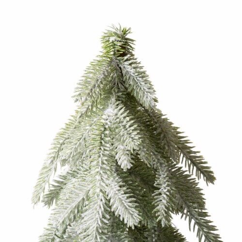 Glitzhome Set of Two Lighted Frosted Table Tree Perspective: left