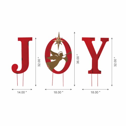 Glitzhome Metal JOY Angel Yard Stake Perspective: left