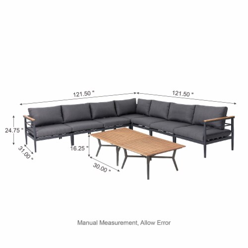 Glitzhome 9-Piece All-Weather Aluminum Patio Conversation Sets with Coffee Table Perspective: left