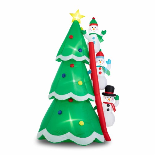 Glitzhome 8 Feet Lighted Inflatable Xmas Snowman Climbing Up Tree Decor